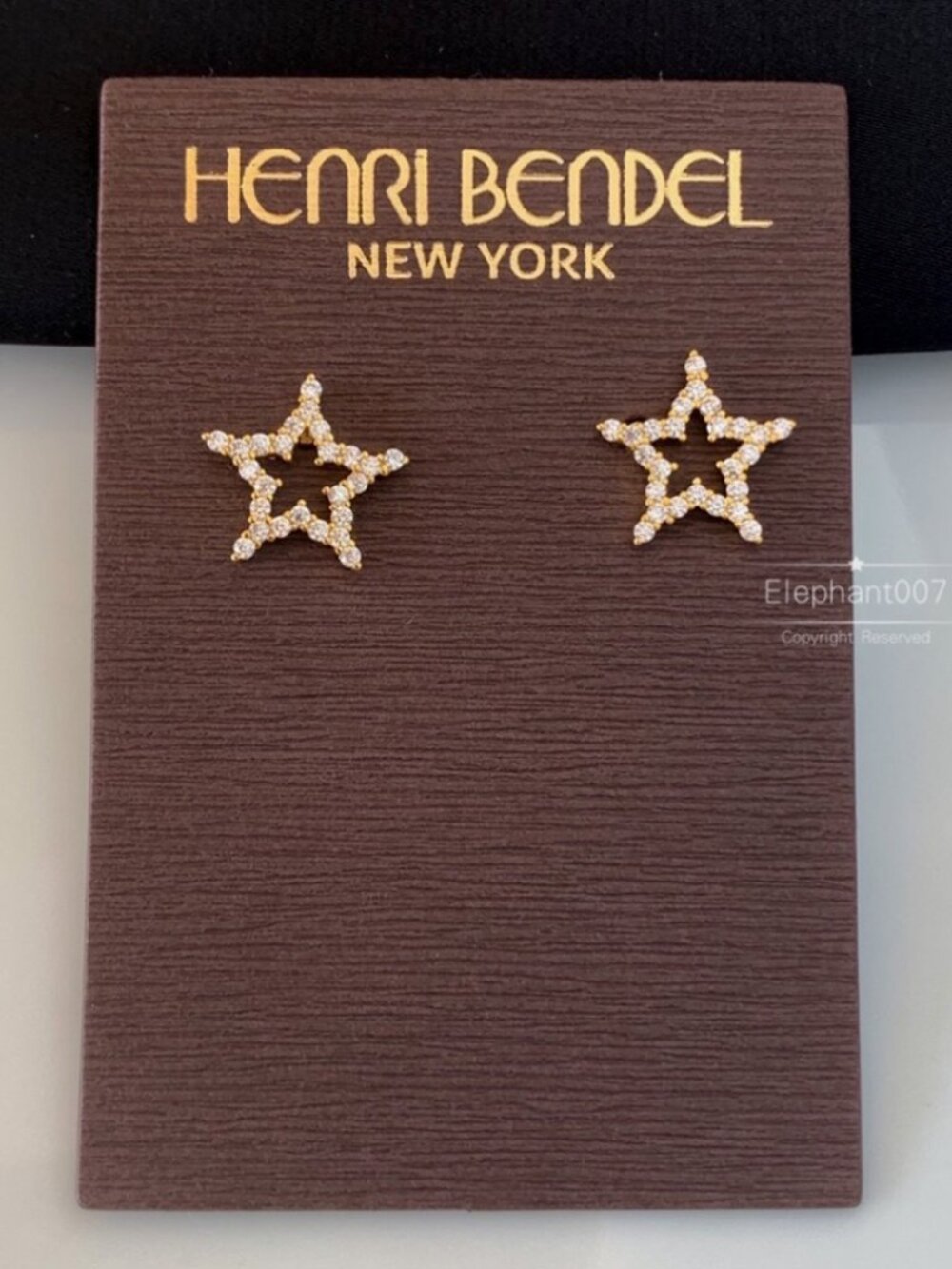 Henri Bendel Crystal Star Stud Earrings Gold Tone Open Star Celestial Earrings